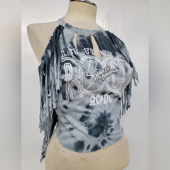 AC/DC Harley Davidson Halter Top Upcycled - Picture 2 of 7